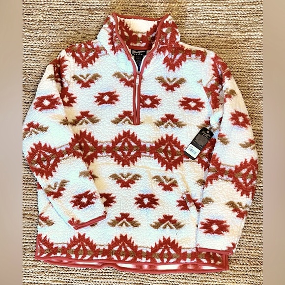 Wrangler Sweaters - NEW WRANGLER RETRO - Pullover Sherpa Quarter Zip Lined in Southwestern Print